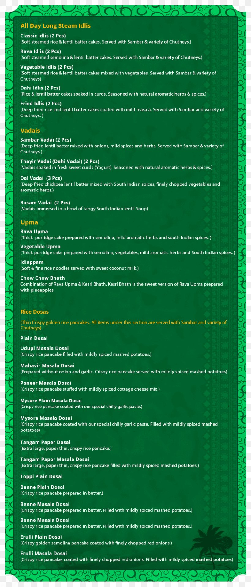 South Indian Cuisine Menu Dosa Naivedyam, PNG, 852x1991px, South Indian Cuisine, Bombay Rava, Dessert, Dosa, Grass Download Free