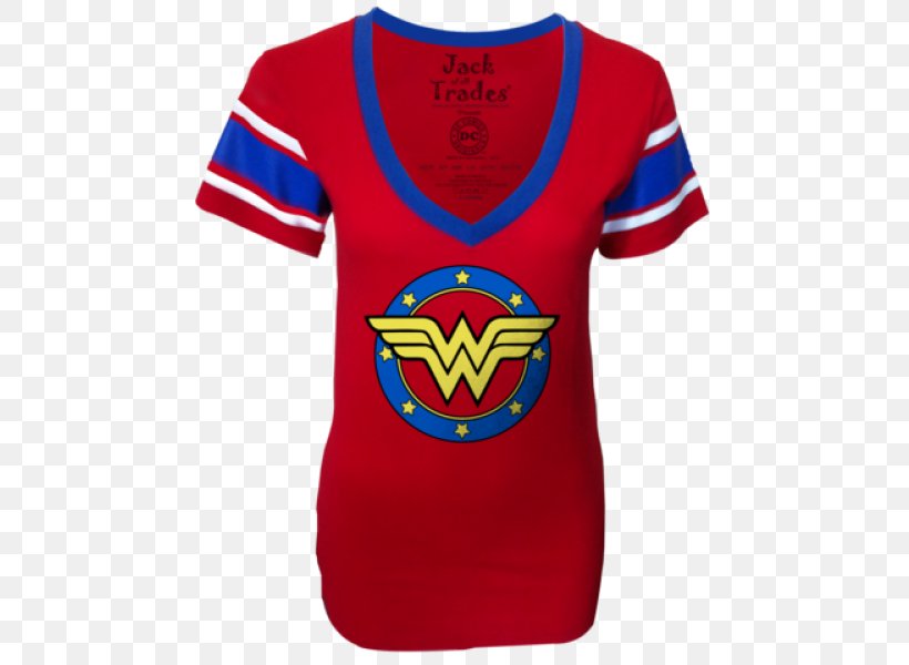 T-shirt Wonder Woman Sports Fan Jersey Sleeve, PNG, 600x600px, Tshirt, Active Shirt, Brand, Clothing, Jersey Download Free