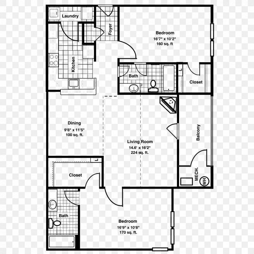 Apartment Equestrian Chesapeake Floor Plan Bedroom, PNG, 1200x1200px, Apartment, Area, Bathroom, Bedroom, Black And White Download Free
