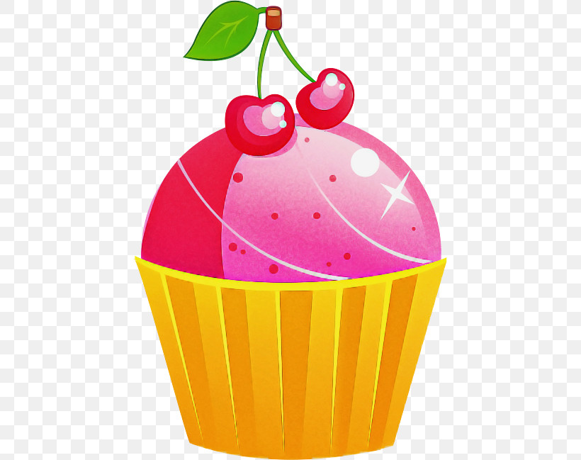 Cherry Pink Frozen Dessert Food Dessert, PNG, 443x649px, Cherry, Baking Cup, Cupcake, Dessert, Food Download Free