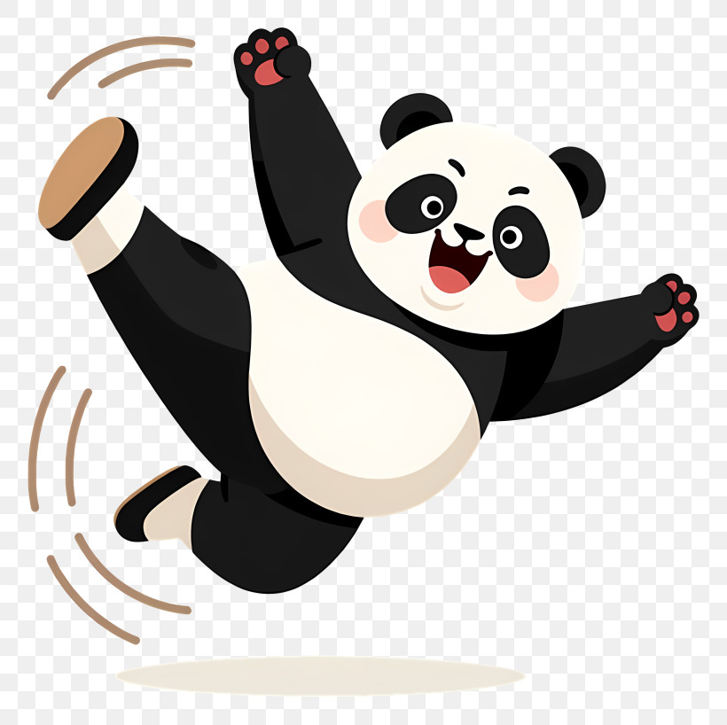 Panda Kung Fu - Cute Jumping Panda PNG