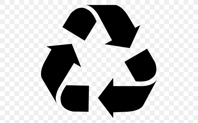 Recycling Symbol Recycling Bin, PNG, 512x512px, Recycling Symbol, Area, Black, Black And White, Decal Download Free