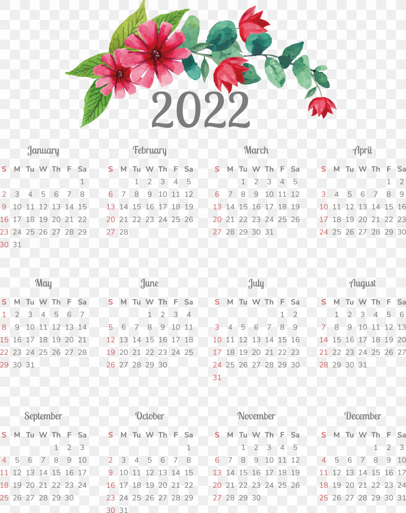 New Year, PNG, 3768x4759px, Calendar, Annual Calendar, Floral Design, January, Language Download Free