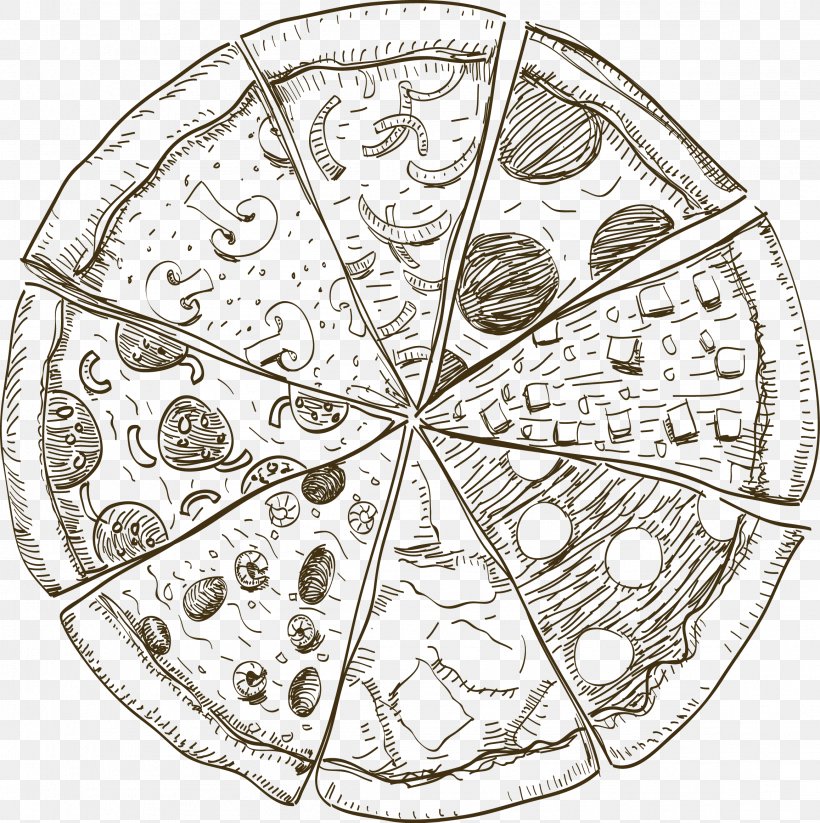 Sushi Pizza Drawing Food, PNG, 2314x2324px, Pizza, Area, Black And White, Dish, Drawing Download Free
