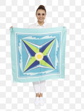 Silk Scarf - Textile Blue Silk Scarf Green PNG