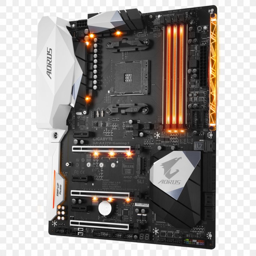 Socket AM4 Gigabyte Technology Motherboard Gigabyte GA-AX370-Gaming 5 Ryzen, PNG, 1000x1000px, Socket Am4, Advanced Micro Devices, Aorus, Atx, Central Processing Unit Download Free