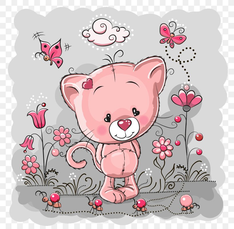 Giant Panda Kitten Bear Flower, PNG, 800x800px, Watercolor, Cartoon, Flower, Frame, Heart Download Free