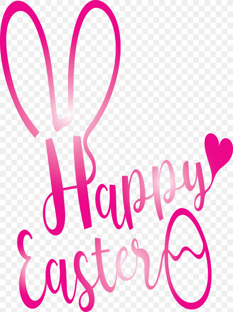 Happy Easter With Bunny Ears, PNG, 2247x3000px, Happy Easter With Bunny Ears, Heart, Love, Magenta, Pink Download Free