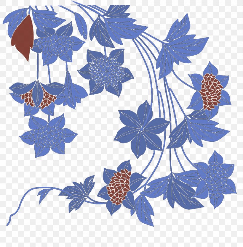 Blue Yellow Leaf Flower, PNG, 1005x1024px, Blue, Branch, Flora, Floral Design, Flower Download Free