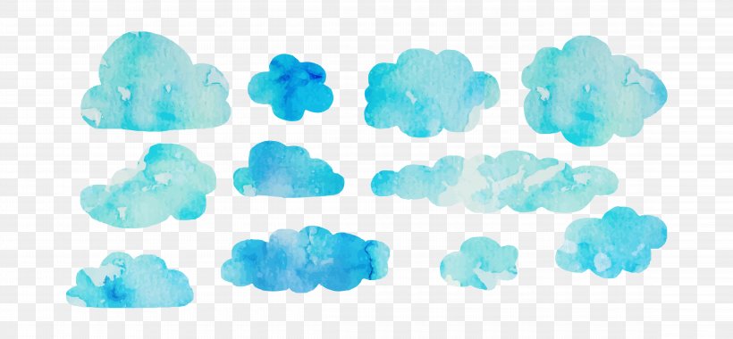 Watercolor Painting Cloud Euclidean Vector, PNG, 9170x4259px, Watercolor Painting, Aqua, Art, Azure, Blue Download Free