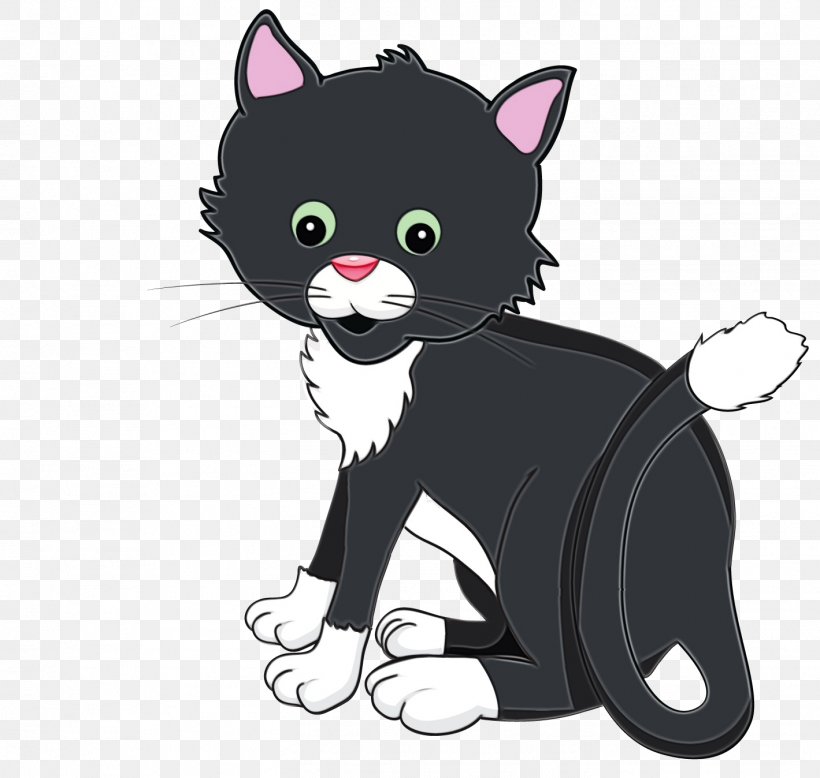 Cat Cartoon Small To Medium-sized Cats Whiskers Black Cat, PNG