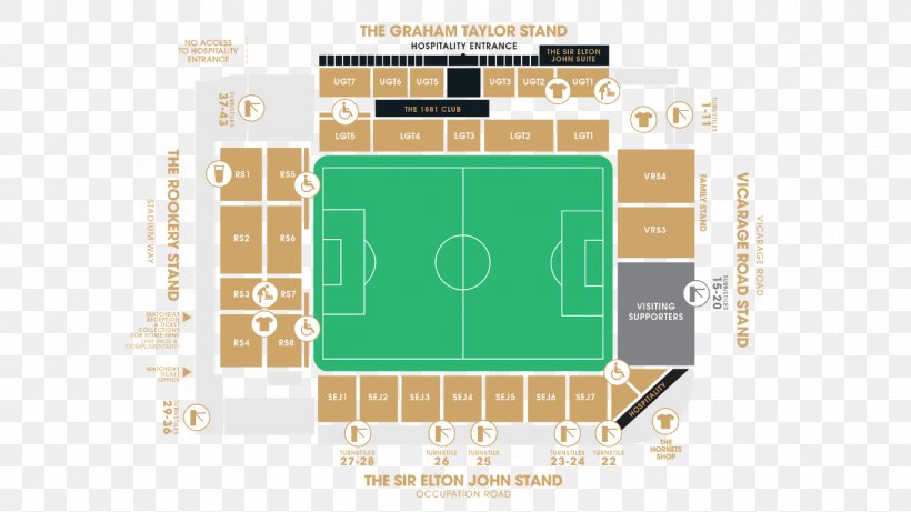 Vicarage Road Watford F.C. Anfield Stadium Premier League, PNG, 1350x759px, Vicarage Road, Aircraft Seat Map, Anfield, Area, Brand Download Free