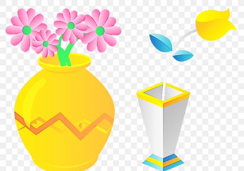 Clip Art Yellow Vase Flowerpot, PNG, 3071x2159px, Watercolor, Flowerpot, Paint, Vase, Wet Ink Download Free