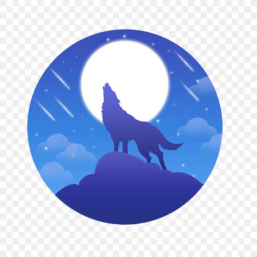 Gray Wolf Blue Icon, PNG, 1000x1000px, Gray Wolf, Blue, Canidae, Carnivoran, Crescent Download Free