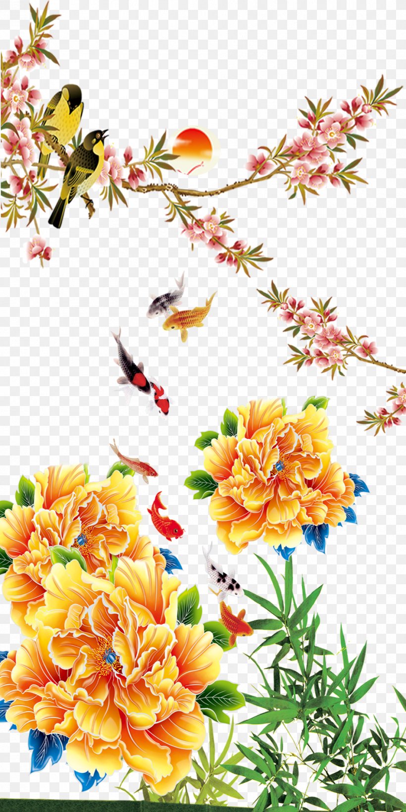 Chinese Style Bird, PNG, 945x1890px, Bird And Flower Painting, Art, Branch, Calligraphy, Chinese Painting Download Free