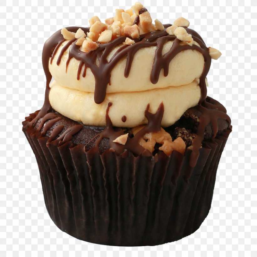 Cupcake Sundae Chocolate Cake Fudge Chocolate Brownie, PNG, 850x850px, Cupcake, Baking, Buttercream, Cake, Caramel Download Free