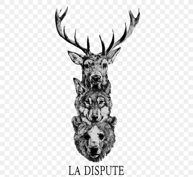 Red Deer Wolf Tattoo Elk, PNG, 392x750px, Deer, Antler, Art, Bear, Black  And White Download Free