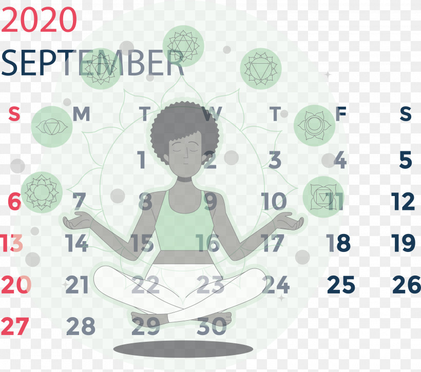 September 2020 Calendar September 2020 Printable Calendar, PNG, 3000x2653px, September 2020 Calendar, Area, Behavior, Calendar System, Cartoon Download Free