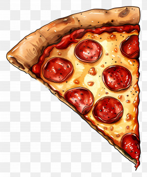 Slice Of Pizza - Appetizing Pepperoni Pizza Slice Illustration PNG