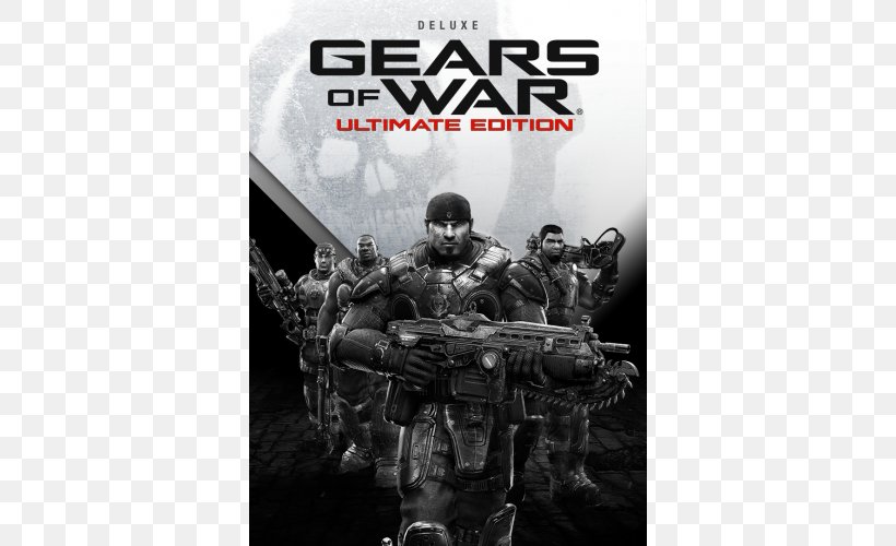 Gears Of War 4 Gears Of War: Ultimate Edition Gears Of War 3 Xbox 360, PNG, 500x500px, Gears Of War, Action Figure, Action Film, Action Game, Black And White Download Free