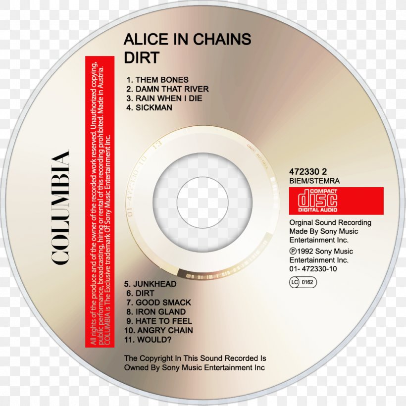 Compact Disc Alice In Chains Dirt Nothing Safe: Best Of The Box Grunge, PNG, 1000x1000px, Watercolor, Cartoon, Flower, Frame, Heart Download Free