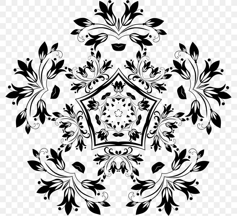 Black And White Floral Design Flower Pattern, PNG, 782x748px, Black And White, Art, Black, Decorative Arts, Drawing Download Free