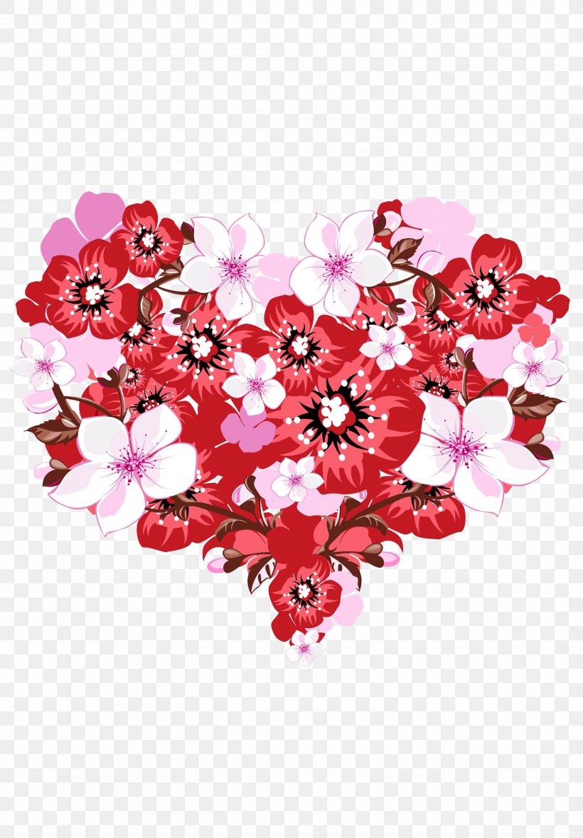 Heart Flower Desktop Wallpaper, PNG, 2700x3880px, Heart, Blossom, Cherry Blossom, Color, Cut Flowers Download Free
