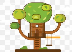 Cartoon Vector Illustration Tree House Free - Cartoon Tree House Illustration PNG