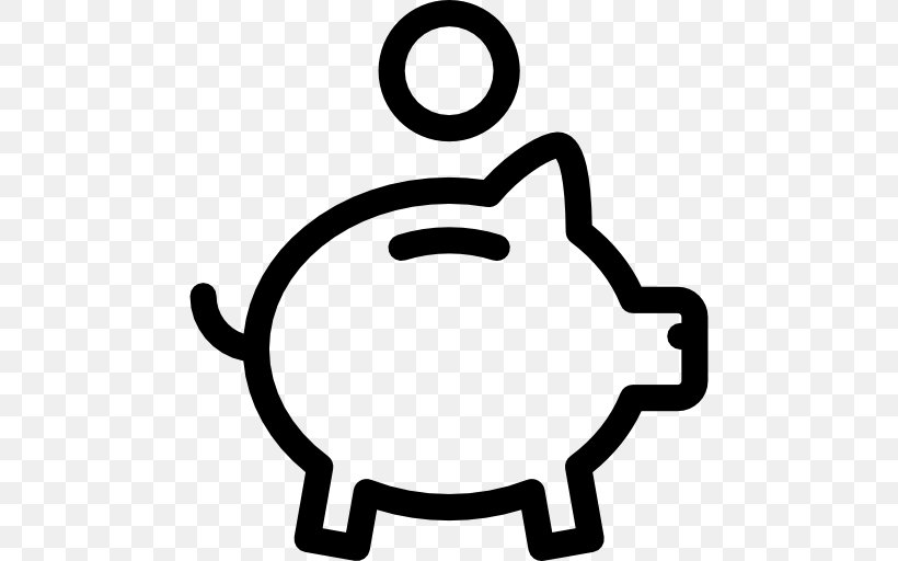 Piggy Bank Saving Money Coin, PNG, 512x512px, Piggy Bank, Area, Bank, Banknote, Black And White Download Free