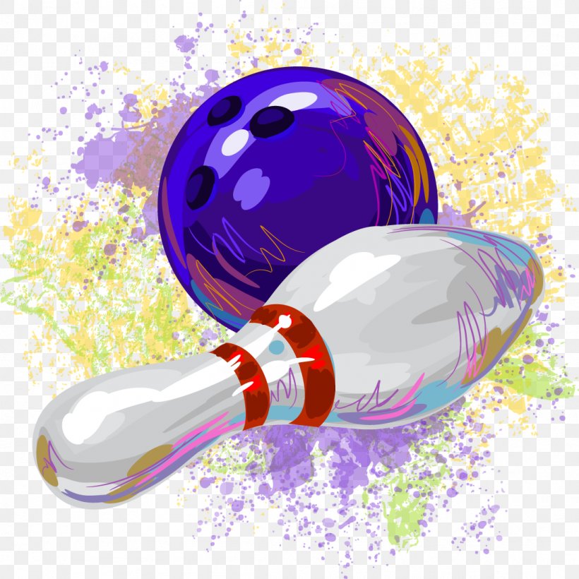 Ten-pin Bowling Bowling Pin Watercolor Painting, PNG, 1098x1098px, Tenpin Bowling, Bowling, Bowling Ball, Bowling Pin, Purple Download Free