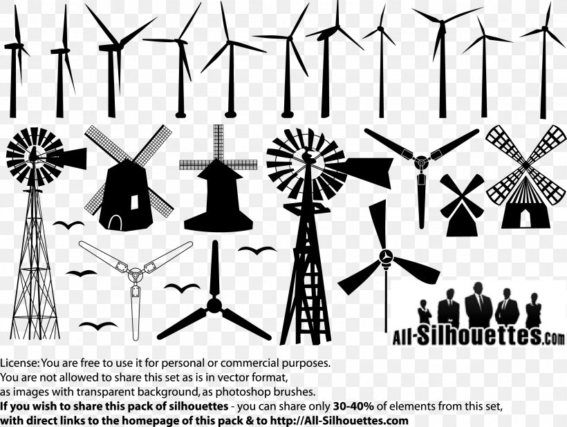 Windmill Silhouette Drawing Clip Art, PNG, 2356x1776px, Windmill, Black And White, Brand, Diagram, Drawing Download Free