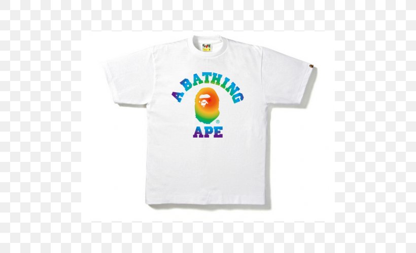 T-shirt Logo Sleeve Font A Bathing Ape, PNG, 500x500px, Tshirt, Bathing Ape, Brand, Clothing, College Download Free
