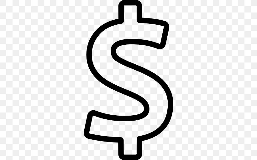 Dollar Sign Currency Symbol United States Dollar, PNG, 512x512px, Dollar Sign, Area, Black And White, Currency, Currency Symbol Download Free