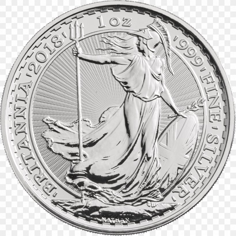 Royal Mint Britannia Silver Bullion Coin Silver Coin, PNG, 2400x2400px, Royal Mint, Black And White, Britannia, Britannia Silver, Bullion Download Free