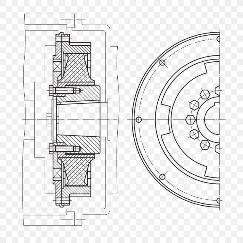 Coupling Clutch Technical Drawing Torque, PNG, 1000x1000px, Coupling, Area, Artwork, Auto Part, Black And White Download Free
