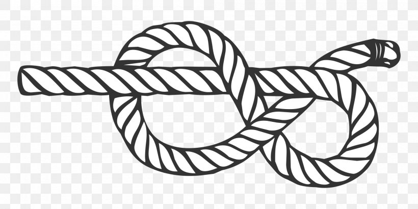 Figure-eight Knot Figure-eight Loop Overhand Knot Bowline, PNG, 2000x1000px, Figureeight Knot, Art, Bight, Black And White, Bowline Download Free