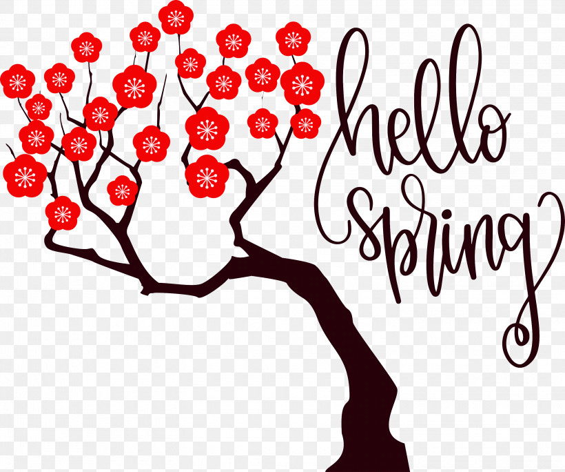 Hello Spring Spring, PNG, 3000x2503px, Hello Spring, Bark, Branch, Drawing, Flower Download Free