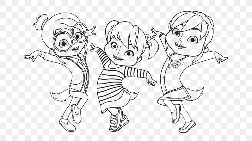 Alvin And The Chipmunks The Chipettes Coloring Book Colouring Pages, PNG, 668x458px, Watercolor, Cartoon, Flower, Frame, Heart Download Free