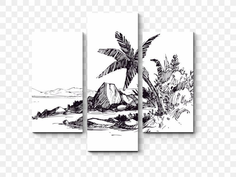 Drawing Vector Graphics Image Illustration Sketch, PNG, 1400x1050px, Drawing, Beach, Black And White, Monochrome, Monochrome Photography Download Free