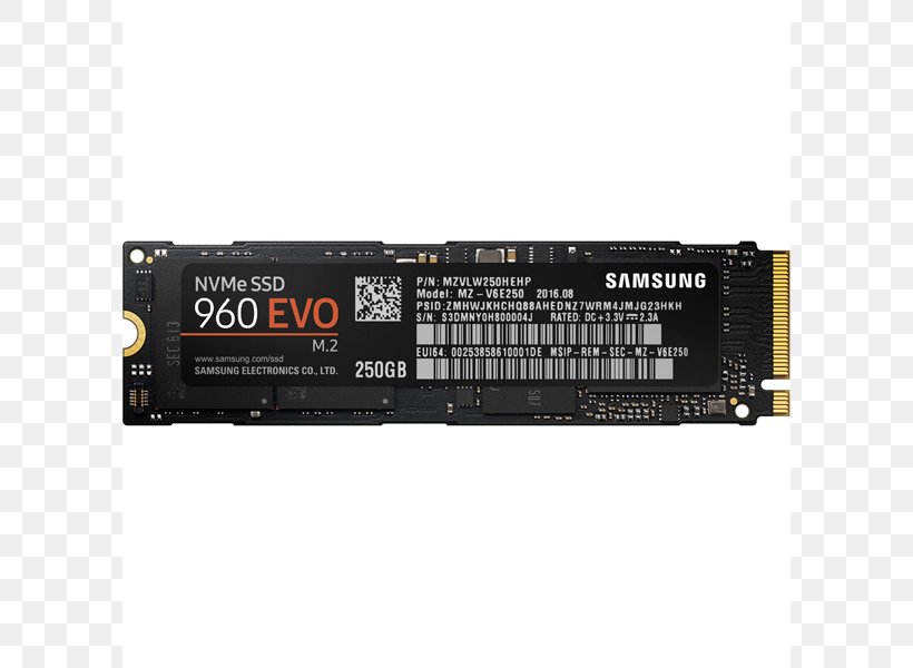 NVM Express Samsung 960 EVO M.2 SSD Solid-state Drive PCI Express, PNG, 800x600px, Nvm Express, Computer Component, Conventional Pci, Data Storage Device, Electronic Device Download Free