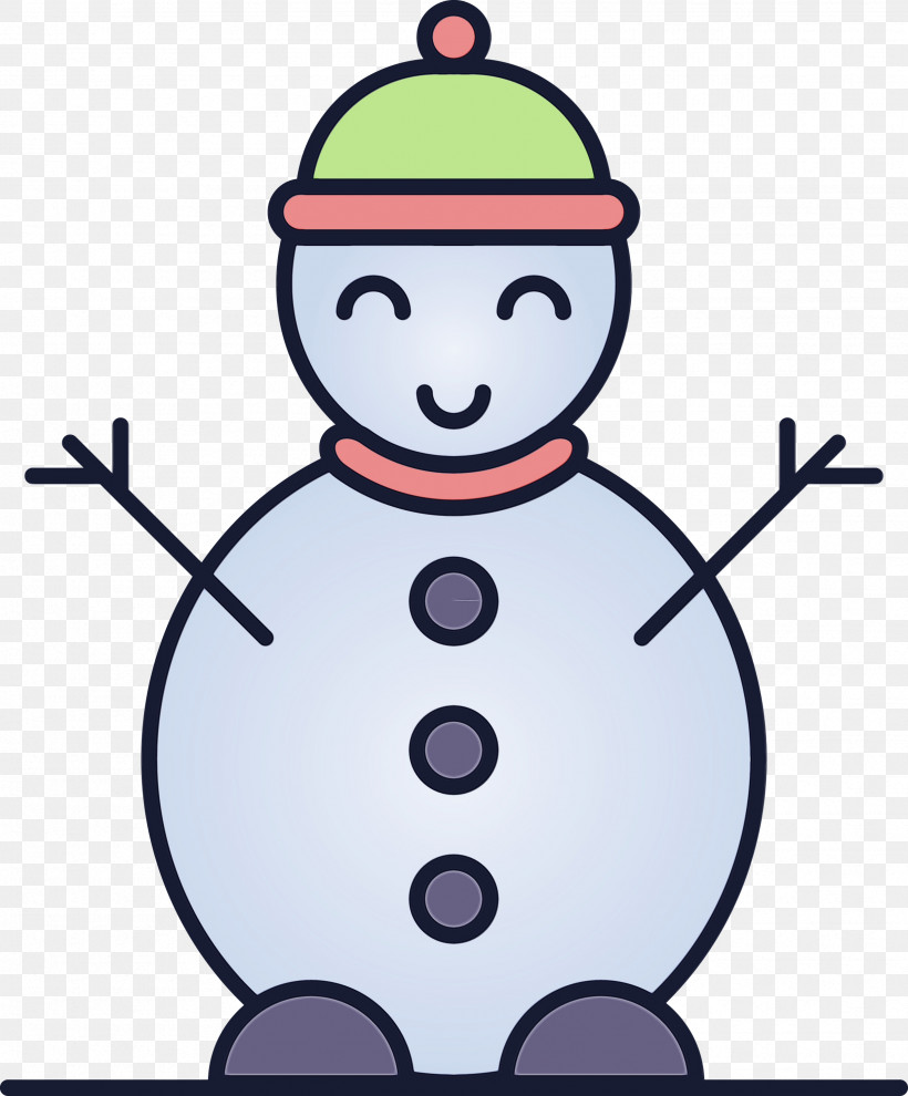 Snowman, PNG, 2483x3000px, Watercolor, Cartoon, Paint, Smile, Snowman Download Free