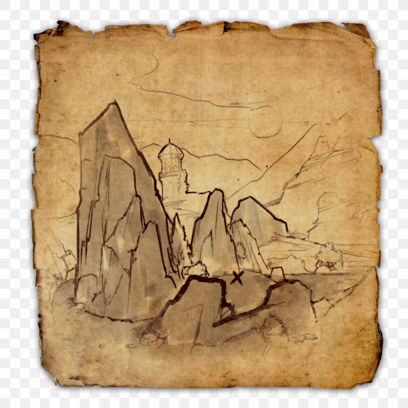 The Elder Scrolls Online The Elder Scrolls V: Skyrim Treasure Island Treasure Map, PNG, 1024x1024px, Watercolor, Cartoon, Flower, Frame, Heart Download Free