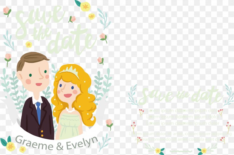 Wedding Invitation Illustration, PNG, 2967x1968px, Wedding Invitation, Art, Cartoon, Child, Designer Download Free