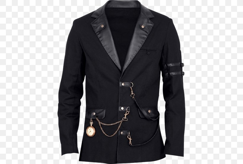 Jacket Blazer Coat Gothic Fashion Clothing, PNG, 555x555px, Jacket, Black, Blazer, Button, Clothing Download Free