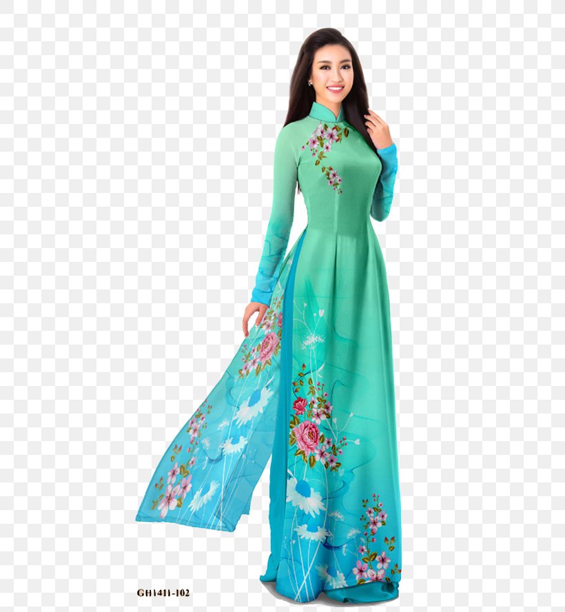 Áo Dài Vietnam Clothing Folk Costume Dress, PNG, 444x888px, Vietnam, Aqua, Bluegreen, Clothing, Clothing Sizes Download Free