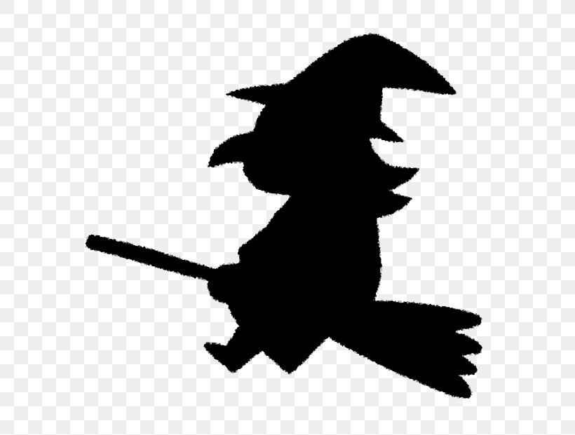 Silhouette Halloween Witch Clip Art, PNG, 621x621px, 31 October, Silhouette, Beak, Bird, Black Download Free