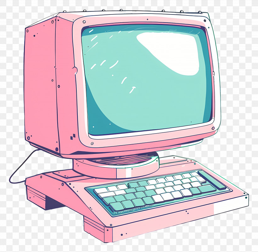 Computer - Pink Retro Computer For Vintage Tech Lovers PNG