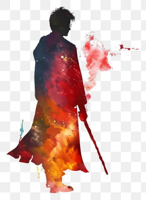 Harry Potter Silhouette - Mystical Wizard Silhouette PNG