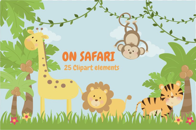 Baby Jungle Animals Safari Patterns Clip Art, PNG, 1400x932px, Baby Jungle Animals, Animal, Art, Cartoon, Creative Market Download Free