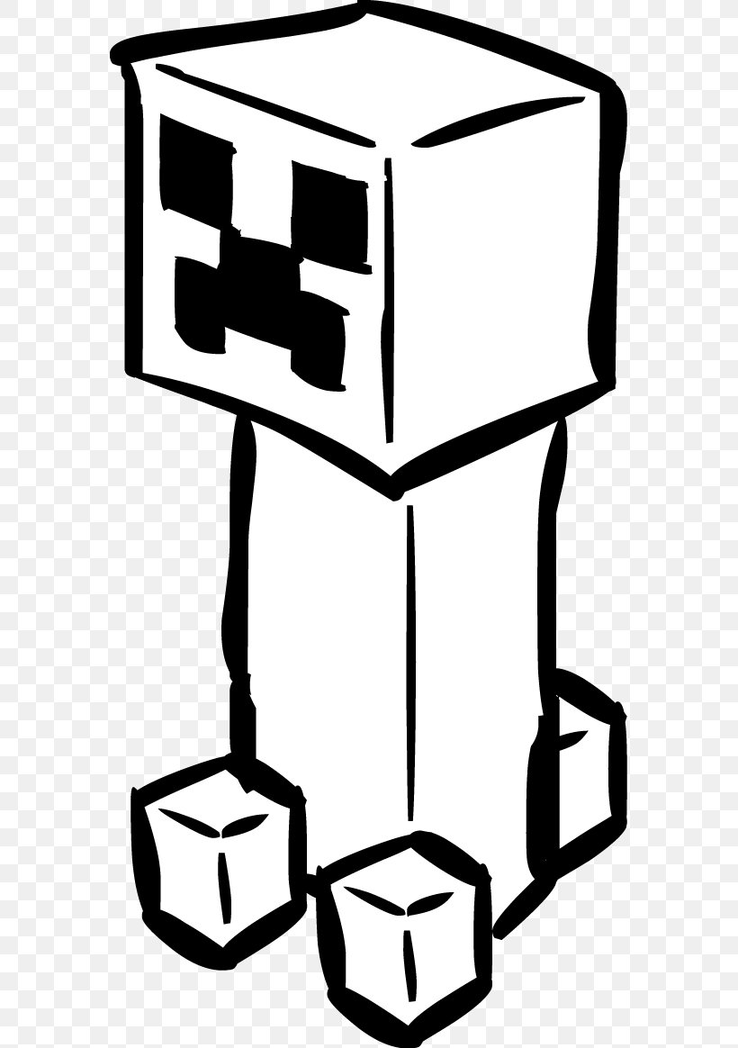 Minecraft Creeper Coloring Book Drawing Clip Art Png 575x1164px Minecraft Area Artwork Black And White Coloring
